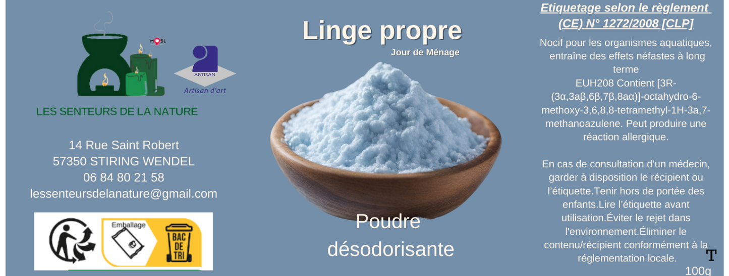 Poudre désodorisante " LINGE PROPRE"